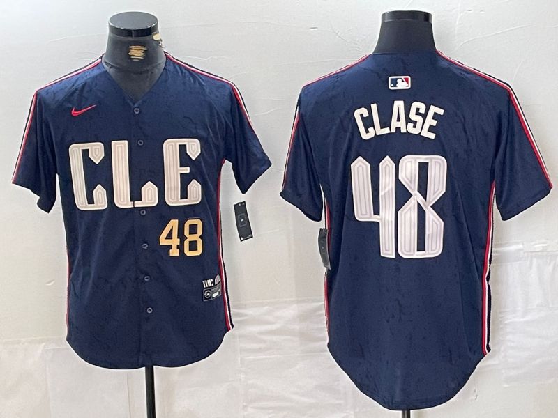 Men Cleveland Indians 48 Clase Blue City Edition Nike 2024 MLB Jersey style 2